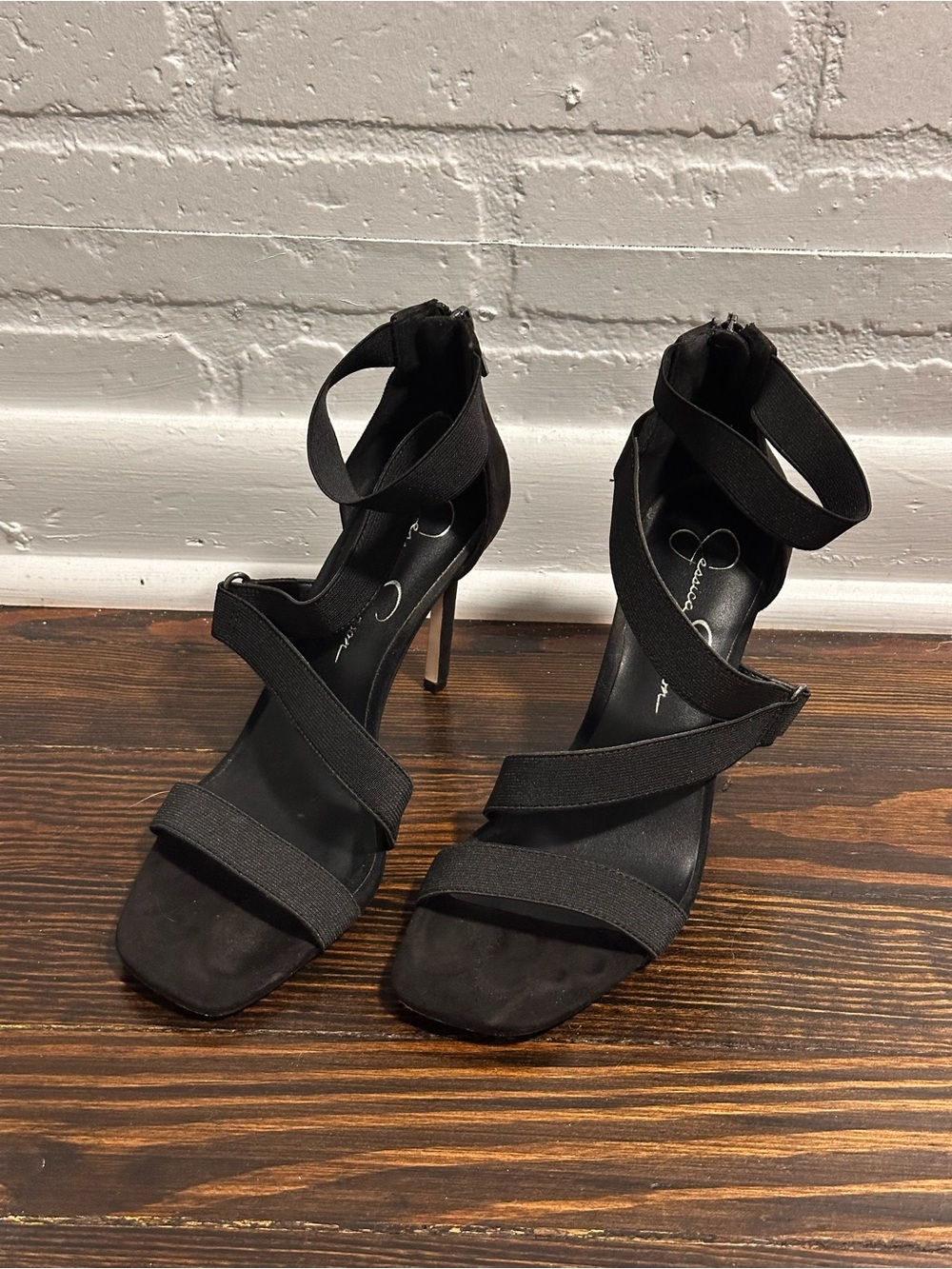 Jessica Simpson black strappy heels
